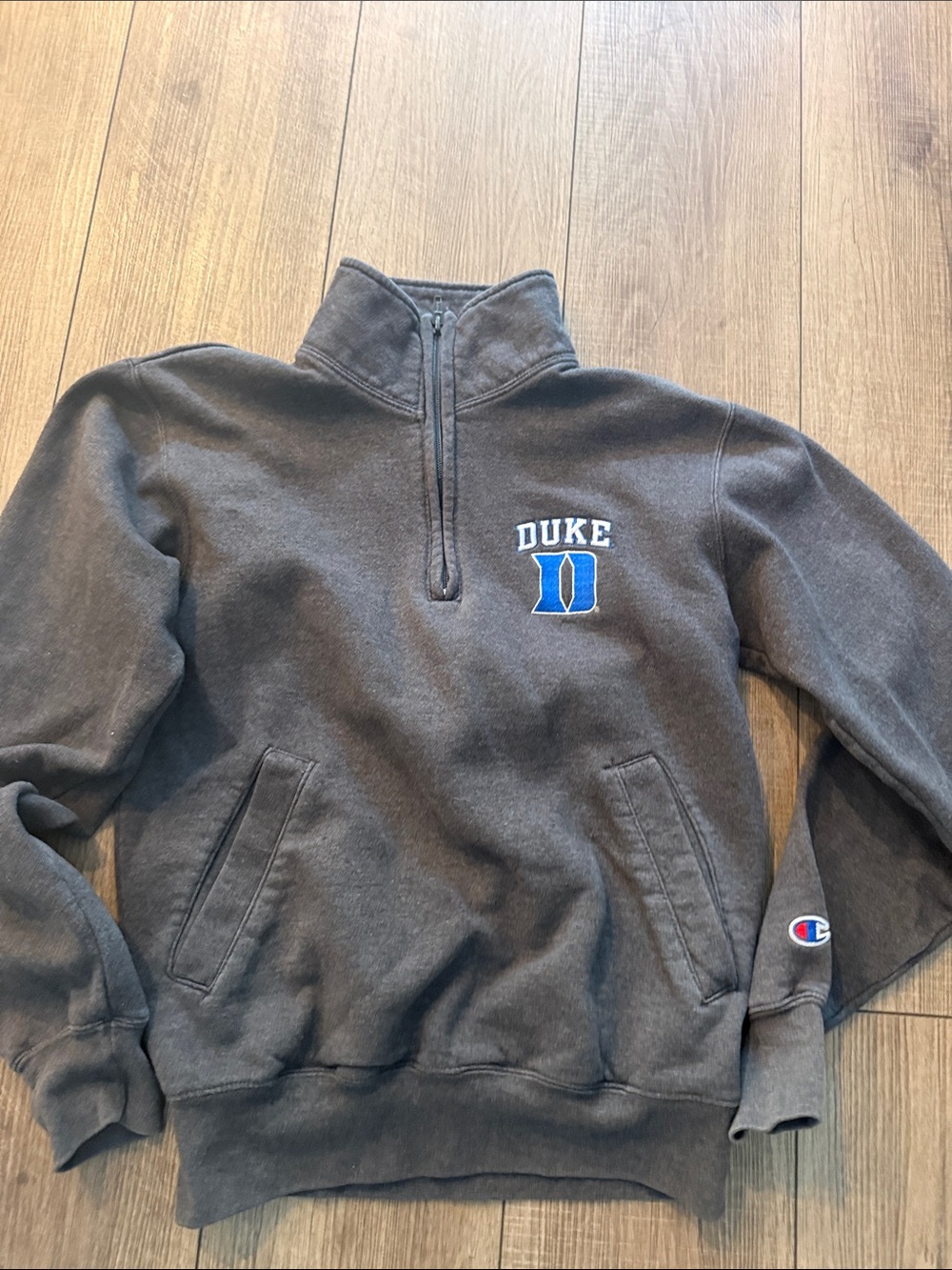 Champion Duke University Embroidered Half-Zip Sweatshirt - Charcoal Gray XS